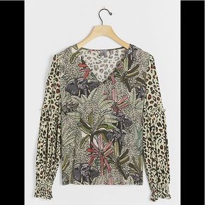 ANTHROPOLOGIE BL-NK Sibley Elephant Mock Neck Top